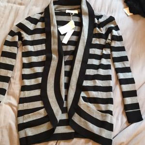 BRAND NEW black and grey stripped cardigan
